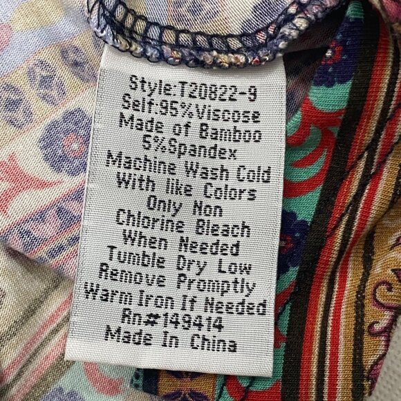 Johnny Was Cruz Boho Floral V-Neck Tunic Top S Viscose bamboo stretch jersery - Picture 5 of 8